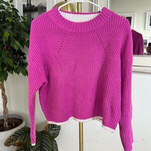 John + Jenn ping crewneck sweater with white trim